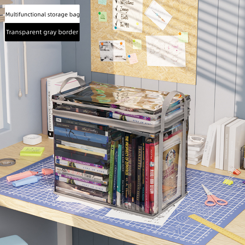 Multi-Functional Transparent Storage Bag Box Suitable for Books Toys Miscellaneous Items Large Organizer Storage Box: 20cm*20cm / green