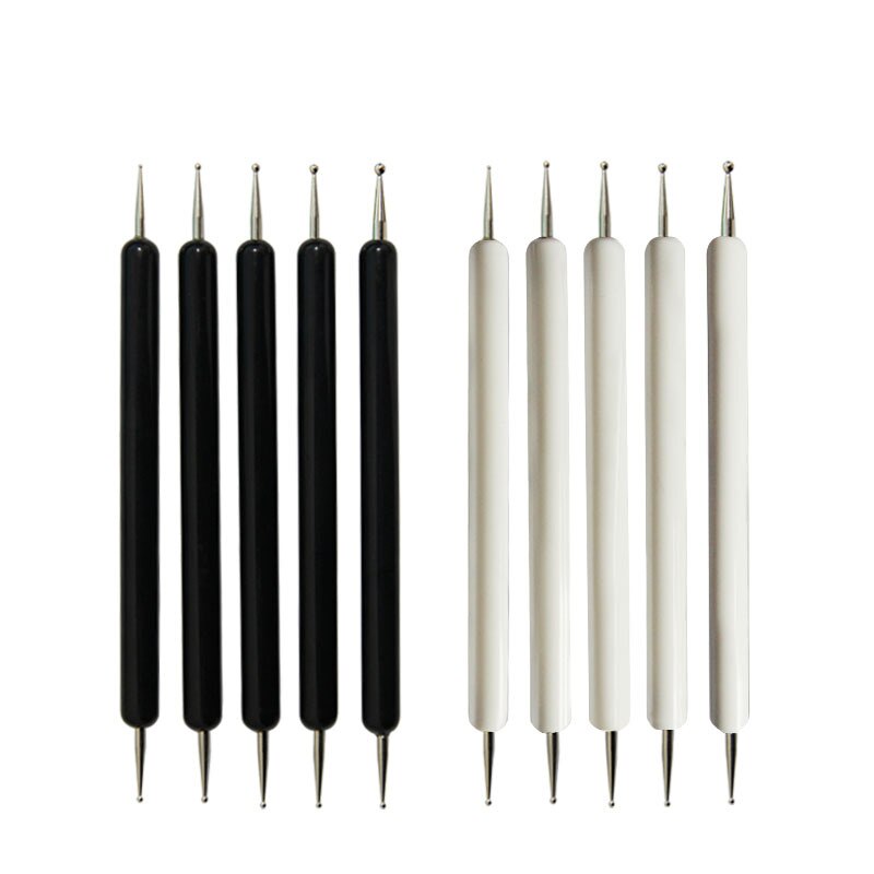 Tweekoppige Acryl Staaf Ronde-Headed Inspringen Pen 5 Pcs Sets Handgemaakte Diy Afgeleide Pen In Zwart en Wit Twee Kleuren