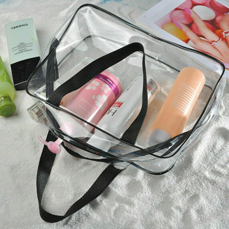 Femmes sacs à cosmétiques Transparent en plastique PVC voyage cosmétique maquillage sac organisateur trousse de toilette pochette à fermeture éclair/par