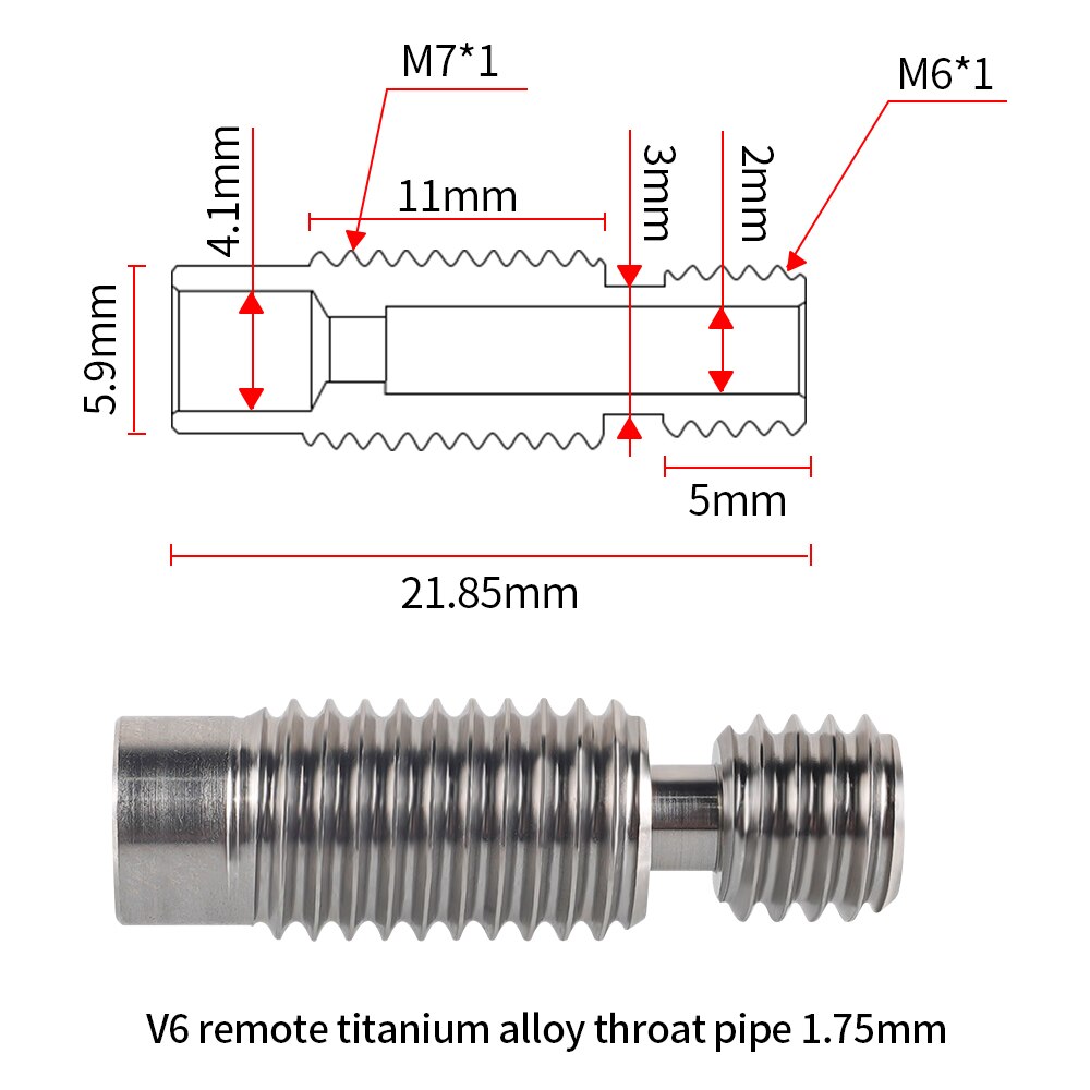 2/1 sztuk ze stopu tytanu Bi metal-metal E3D V6 gardła Heatbreak V6 mosiądz miedziowanie Hotend bimetaliczny dla Prusa i3 MK3 1.75MM: 1pc V6 Throat / Titanium alloy V6