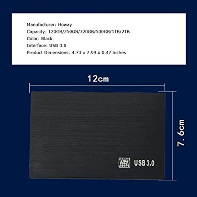 160GB Ultra Slim Portable External Hard Drive USB3.0 2.5inch HDD Storage for PC, Desktop, Laptop, , Chromebook