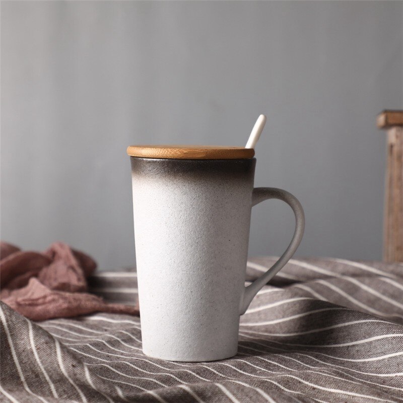 Keramisk kaffekopp porselen personlig enkelt keramikk tekopper i japansk stil drikkevarer vinkrus vannkrus med skje