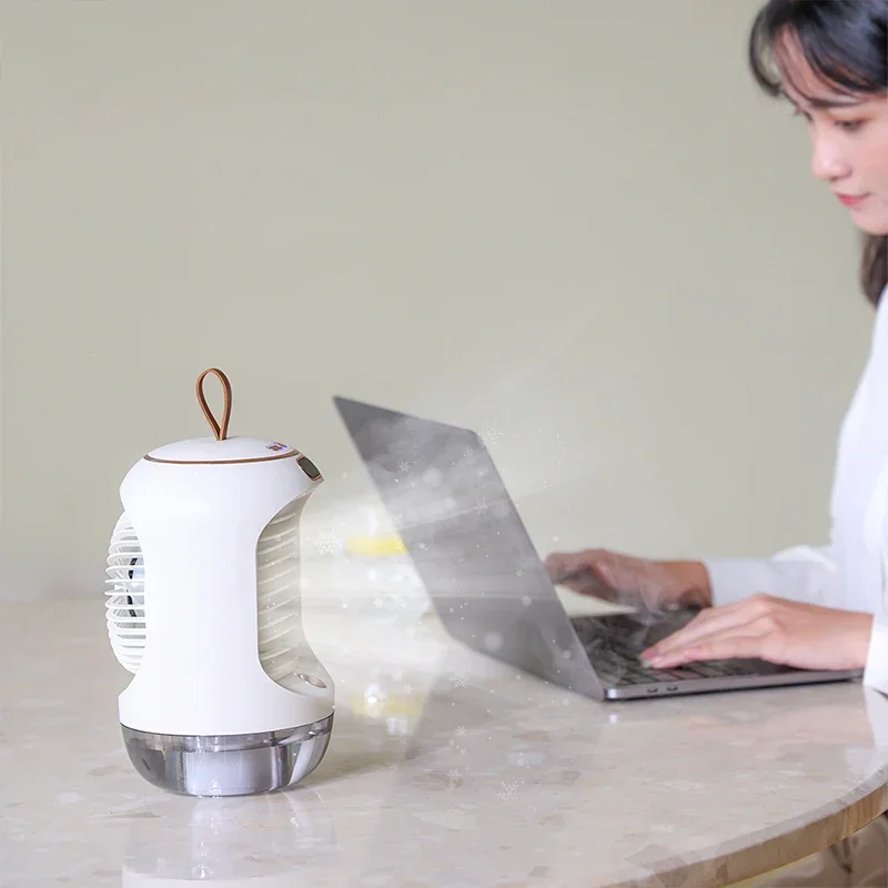 Climatiseur portable 3600mAh, ventilateur électrique de table aste, vaporisateur rotatif, humidification, refroidissement