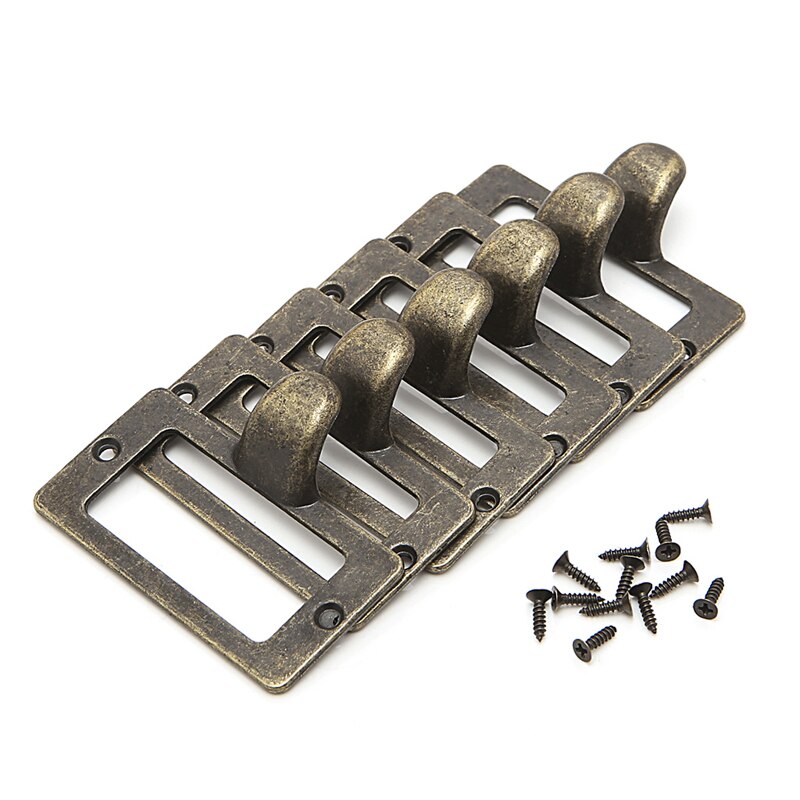 6x Handle File Name Card Cabinet Label Holder Antique Brass Drawer Pull Frame
