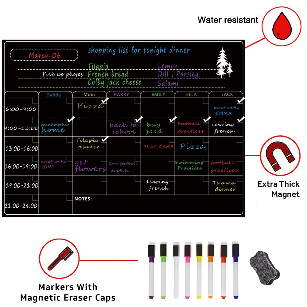 Koelkast Whiteboard-Magnetische Kalender Voor Koelkast Kalender Koelkast Whiteboard-Maandelijkse Kalender Set Omvat 8 Markers