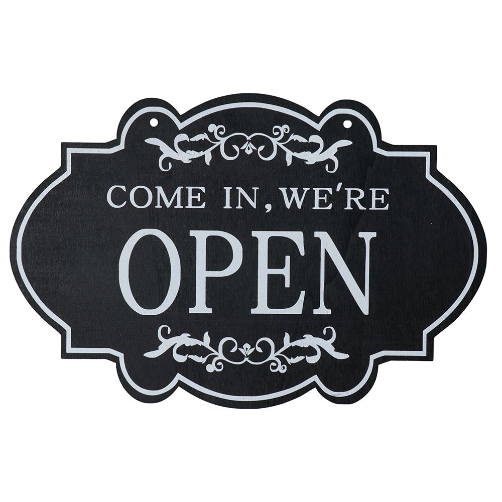 Åpent og lukket forretningsskilt dobbeltsidige tre åpne hengende skilt for restaurant klubb kafé hotell bar butikk