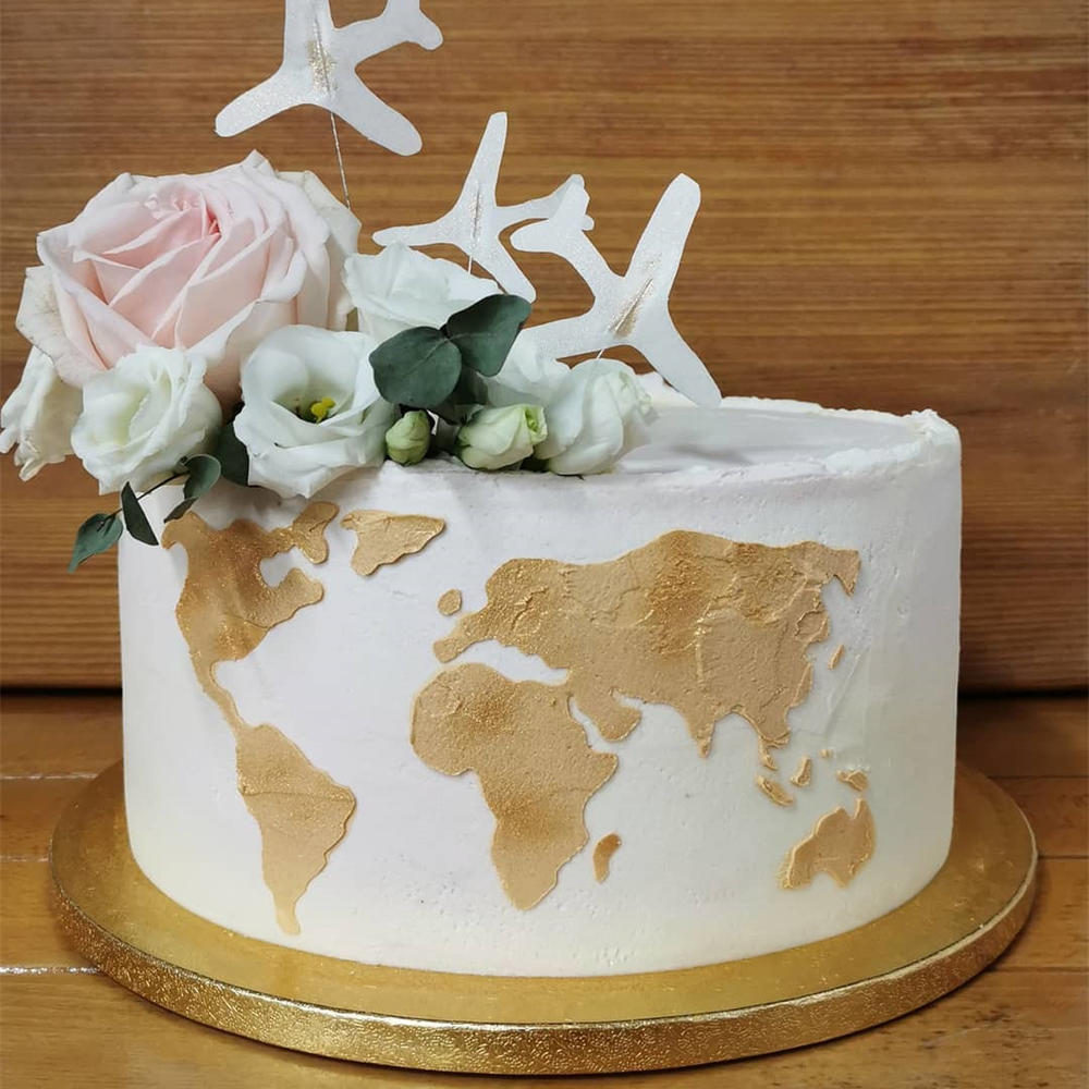 World Map Cake Stencil Plastic Cake Border Stencils DIY Drawing Lace Template Cake Mold Cake Decorating Bakeware Tool