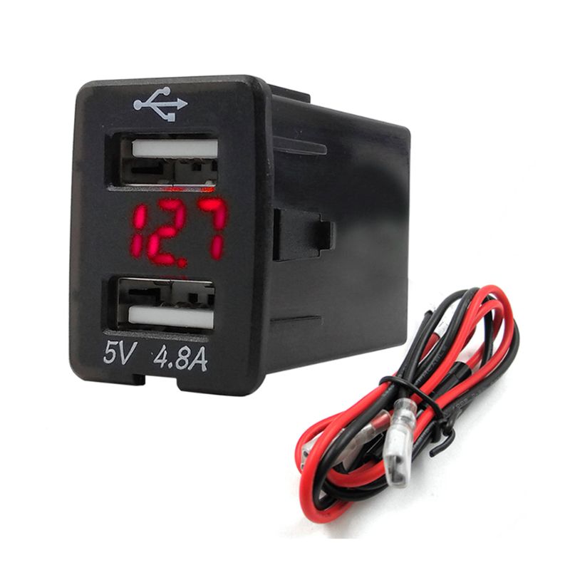12v dobbelt usb billader led voltmeter 4.8a strømadapter til nissan smart telefon