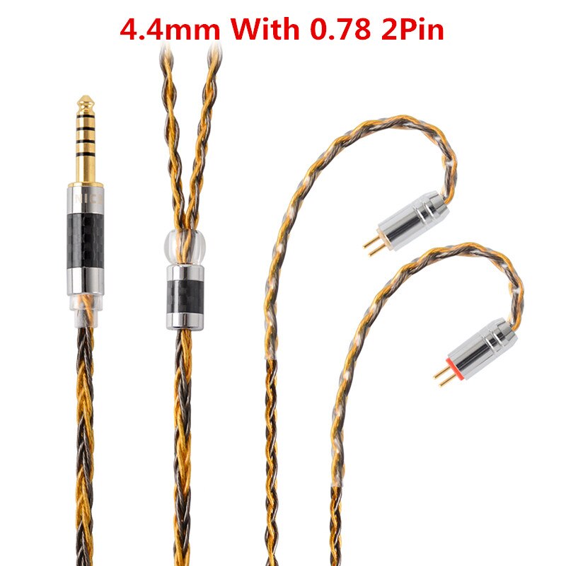 Nicehck  c8-1 8 core verzilverde 2.5/3.5/4.4mm gebalanceerde kabel  to 0.75 0.78 2 pin/mmcx connector hifi upgrade kabel voor  db3 tfz: 4.4 met 0.78 2 pin
