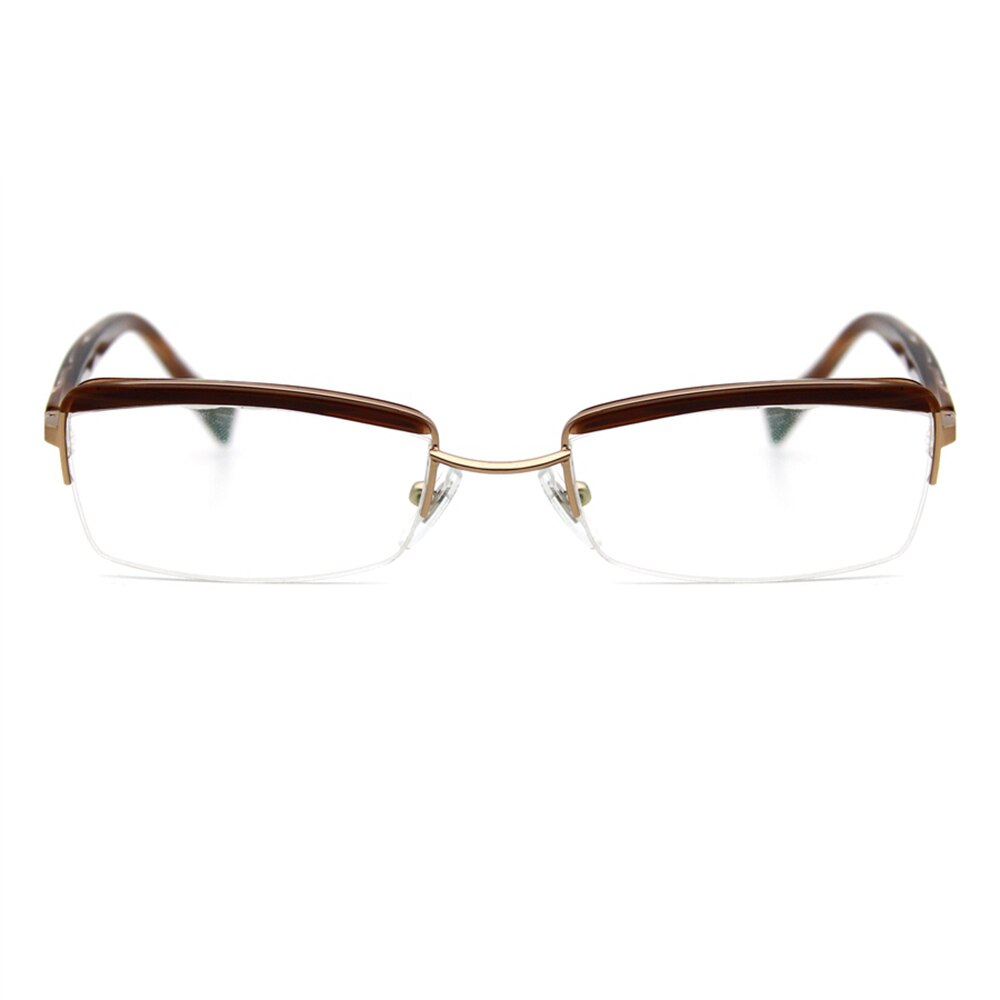 Optical Eyeglass Metal Rectangle Frame Acetate Temple Office Lady Women Gray Demi Color Home Outgoing LX-B0037