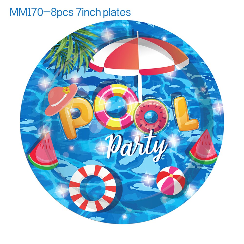 25Pcs Hawaii Summer Time Swimming Pool Fruit Happy Birthday Party Paper Photo Booth Props Kids Baby Shower Party Decorations: MM170-7inch-8pcs