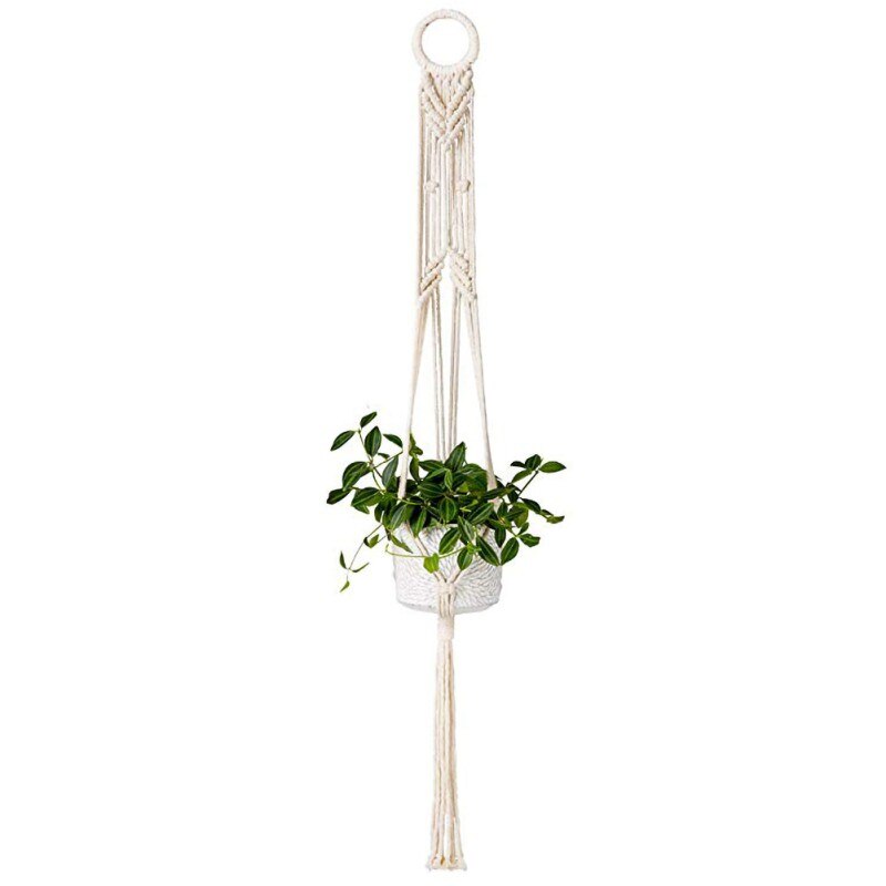 Handgemaakte Geknoopte Macrame Plant Hanger Bloem/pot Hanger voor Wanddecoratie Countyard Tuin: 67C