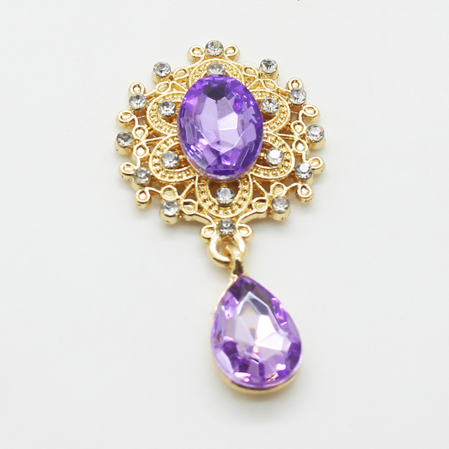 5 flache broschenanhänger, 25*45mm zarte, glänzende broschen aus goldfarbenem metall, dekorative kristall-hochzeitseinladungsideen: 6