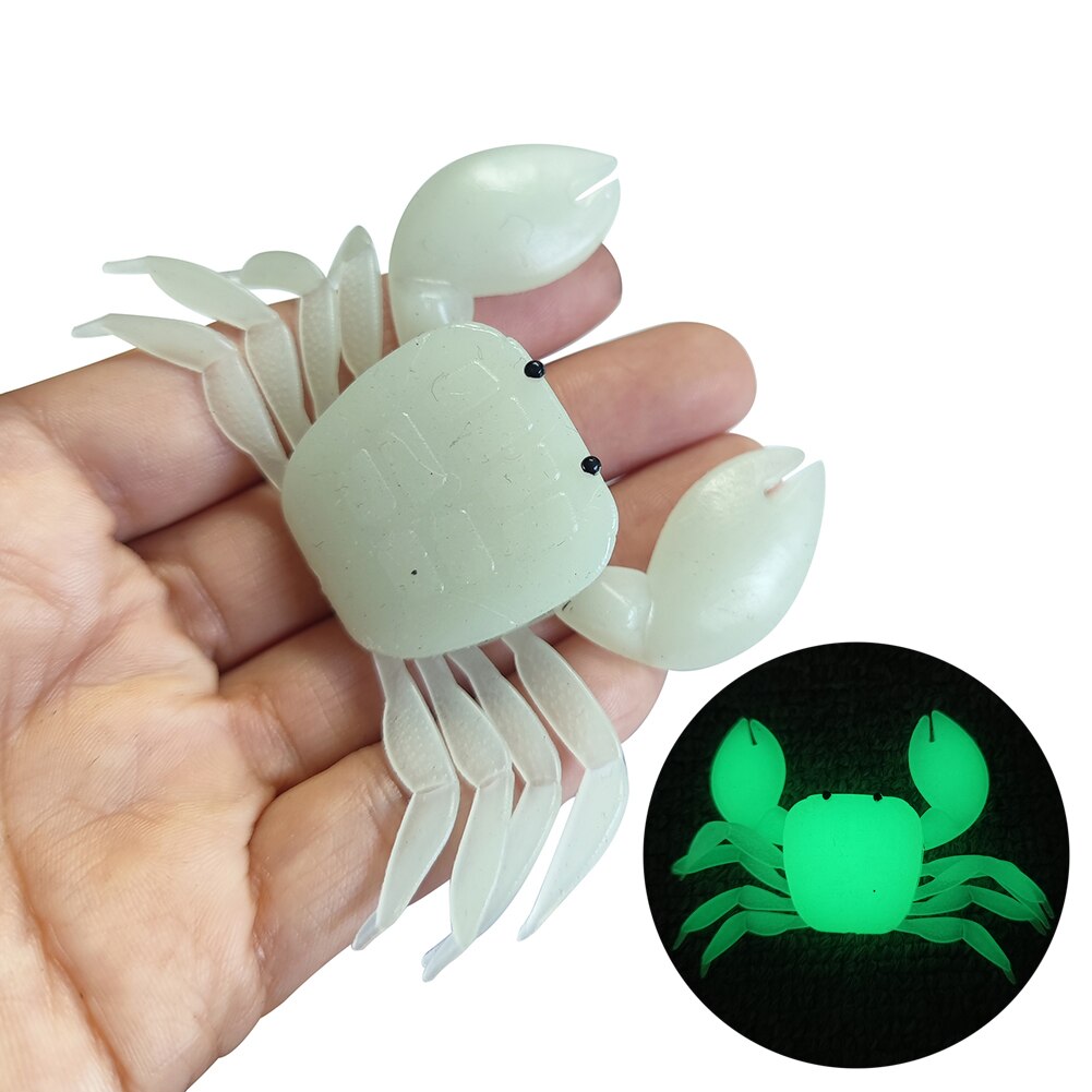 Señuelo de pesca suave, cebos de cangrejo brillantes, 3,5g, 7g, 13,5g, cebo blando luminoso, cebo de silicona Artificial, 3 D, 6 piezas
