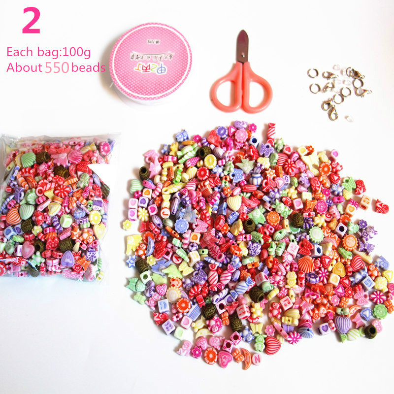 300-400 stk / sæt perler til smykkesæt kit diy tilbehør akryl afstandsstykke løs perle håndlavning børn educatinon legetøj til piger