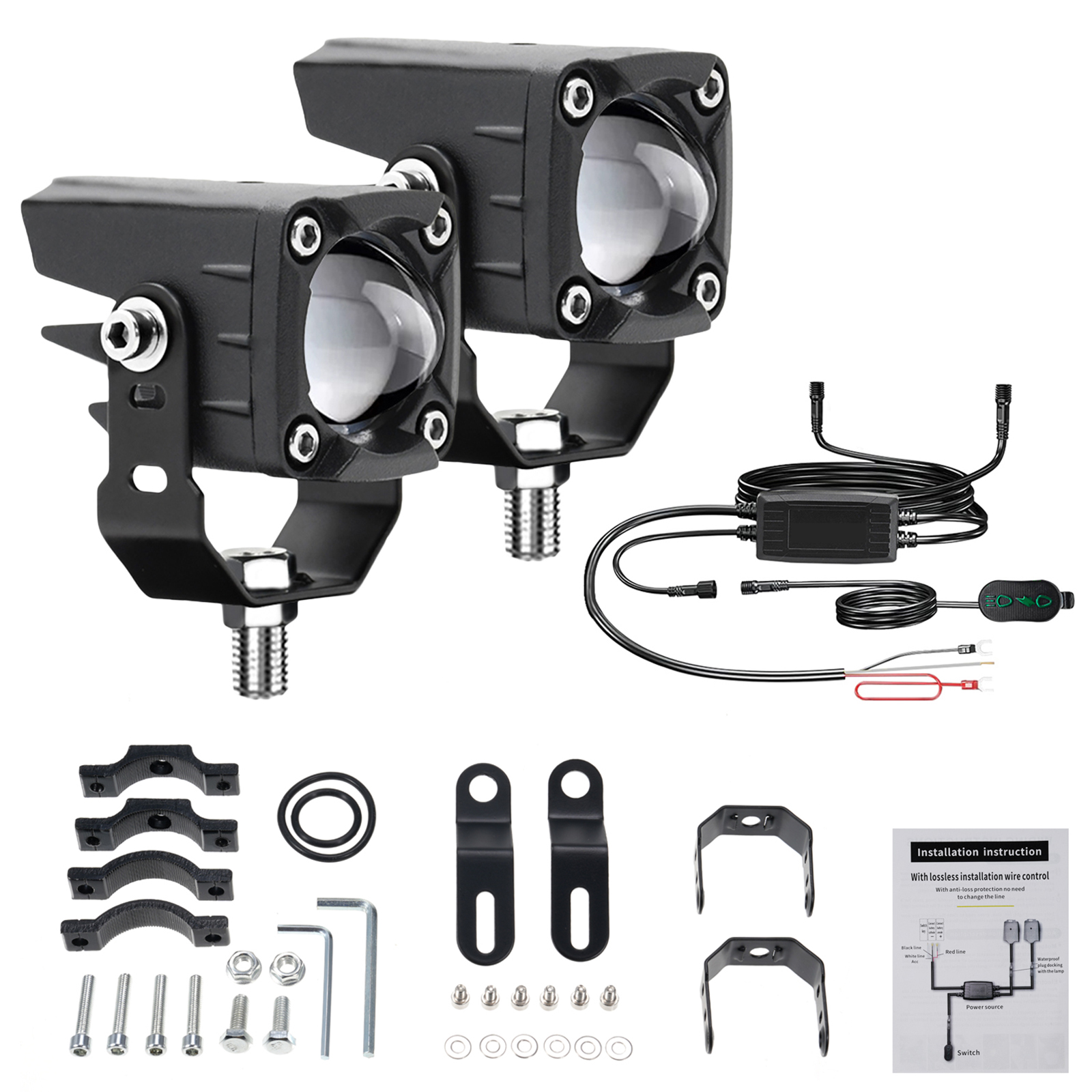 Luces antiniebla LED de conducción para motocicleta, 120W, 18000LM, 6 modos de iluminación, luces auxiliares LED compatibles con Tractor, camión, ATV, UTV, SUV: Default Title