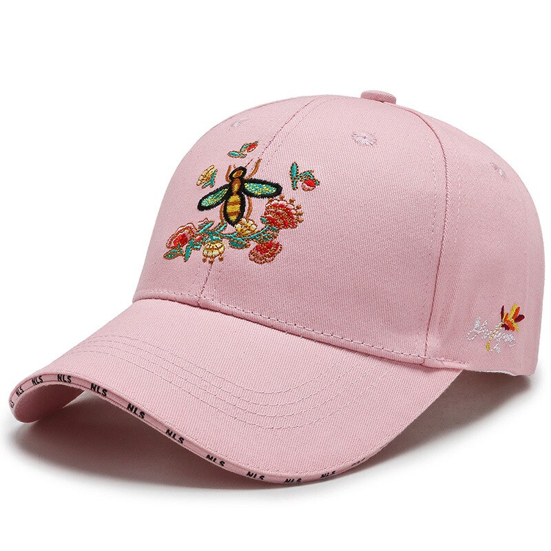 Unisex Paar Baseball Cap Mode Bloem Borduren Zon Hoeden Hard Top Honkbal Hoeden Voor Vrouwen: Pink