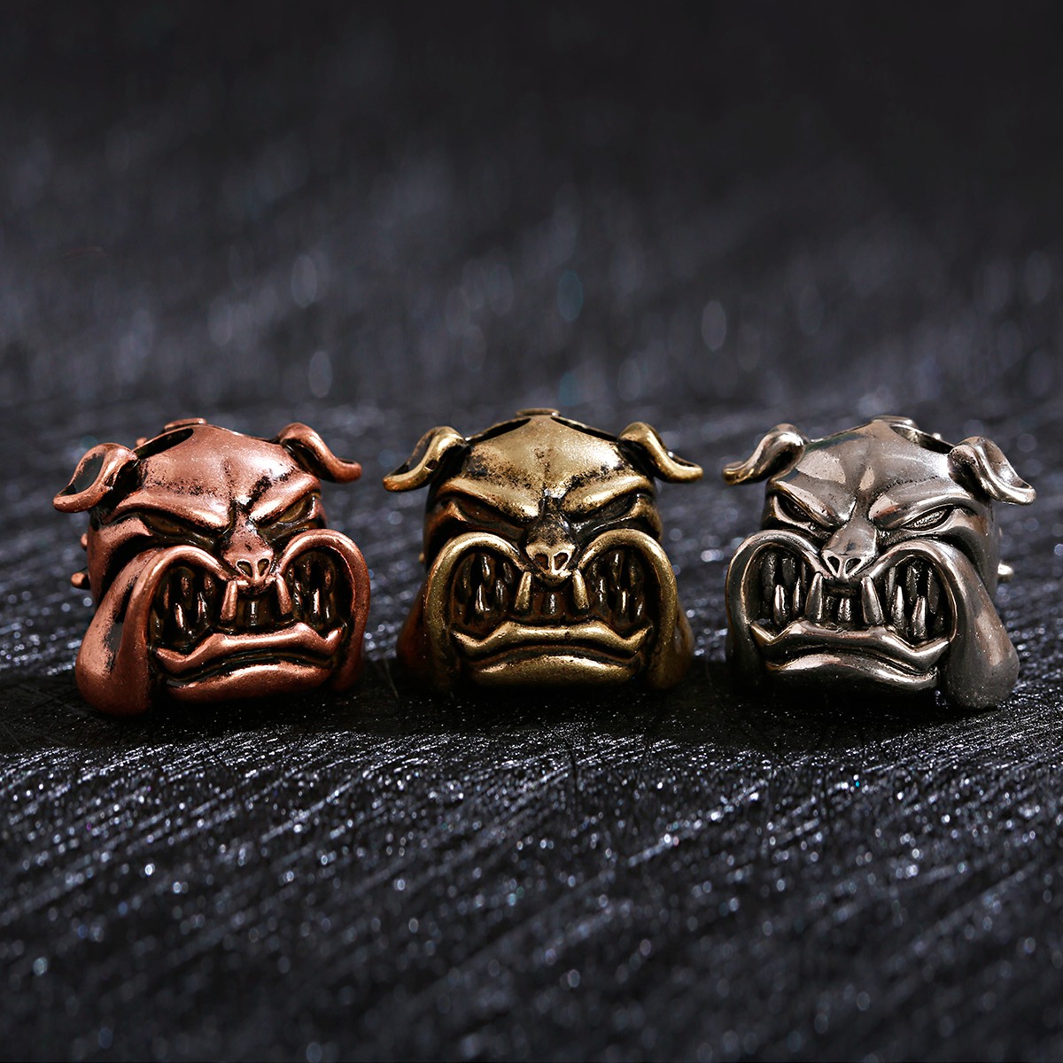Cuentas de Paracord Vintage para hombre, abalorios de bronce antiguo, cobre, León, casco, Calavera, abalorios para pulsera, fabricación de joyas, 3 uds./Set