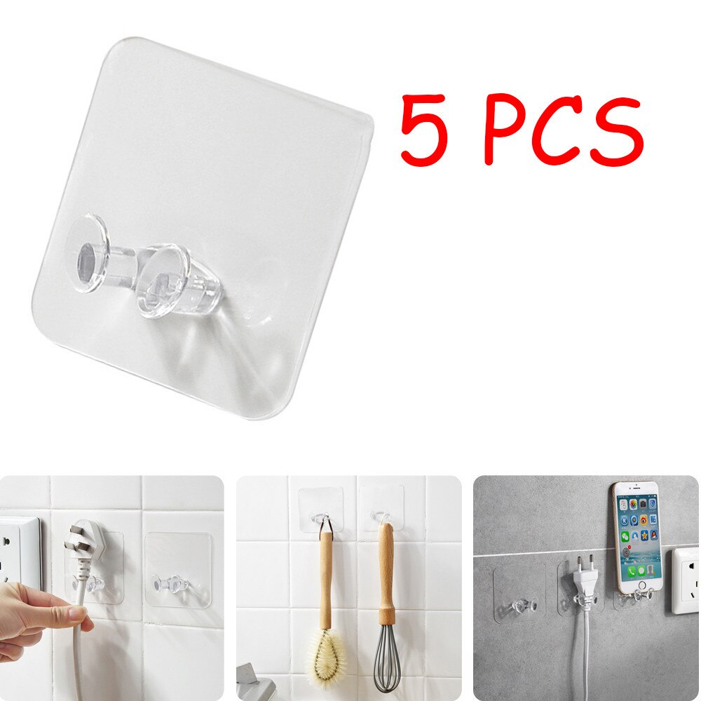 10pc Wall Storage Hook Power Plug Socket Holder Wall Adhesive Hanger Home Office Socket Holder Hanger Wall Storage Hook: 5pc