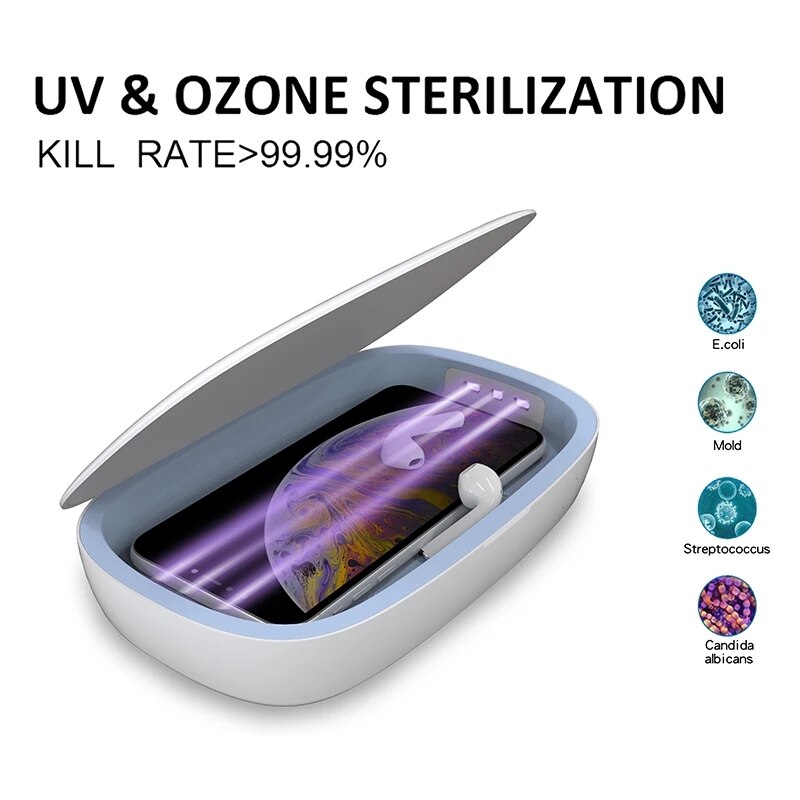 5V 10W Uv Desinfektion Box Multifunktionale Drahtlose Schnelle Lade UV Sterilisation Box Mit Aromatherapie Esterilizador