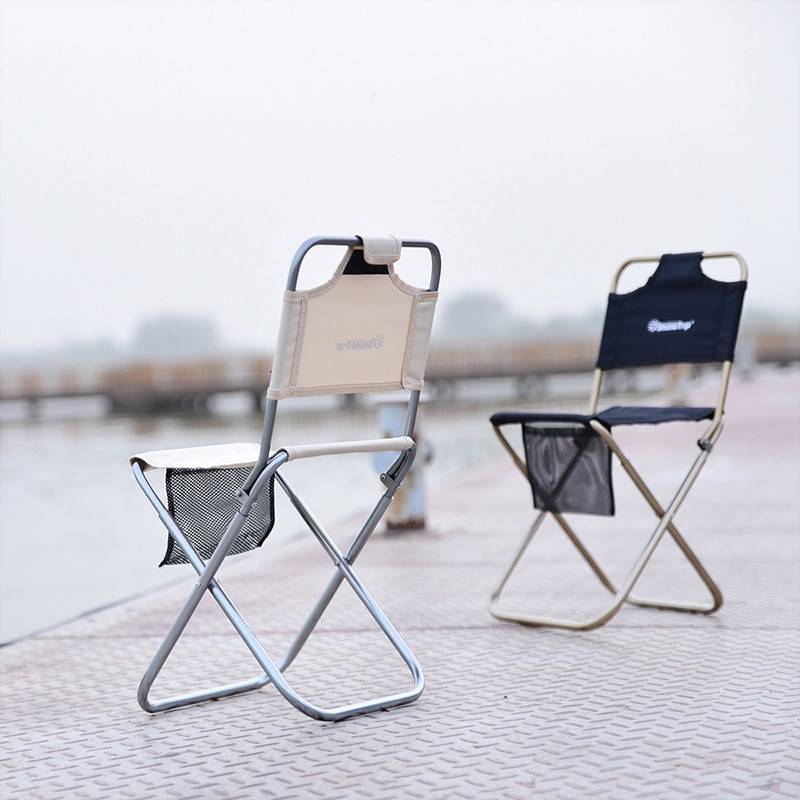 Outdoor Aluminum Alloy Folding Chair Back Folding Horse Drawn Chair Portable Fishing Stool