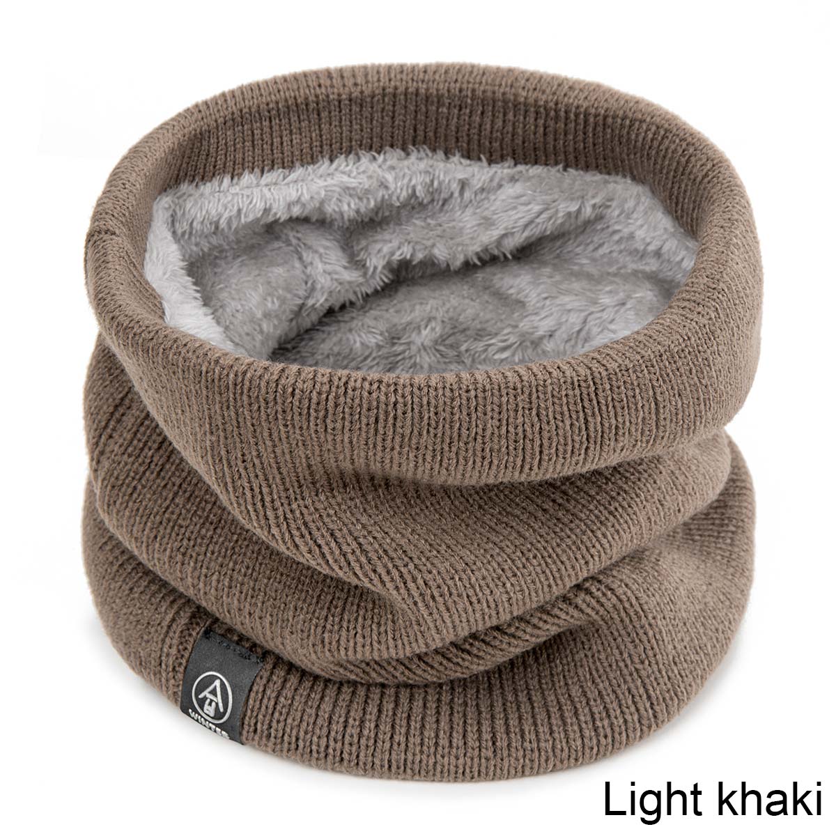 Mltbb Casual Vrouwen Winter Sjaal Gebreide Ring Sjaals Voor Mannen Effen Kleur Dikke Warme Sjaal Unisex Mode Halsdoek kids: Light khaki