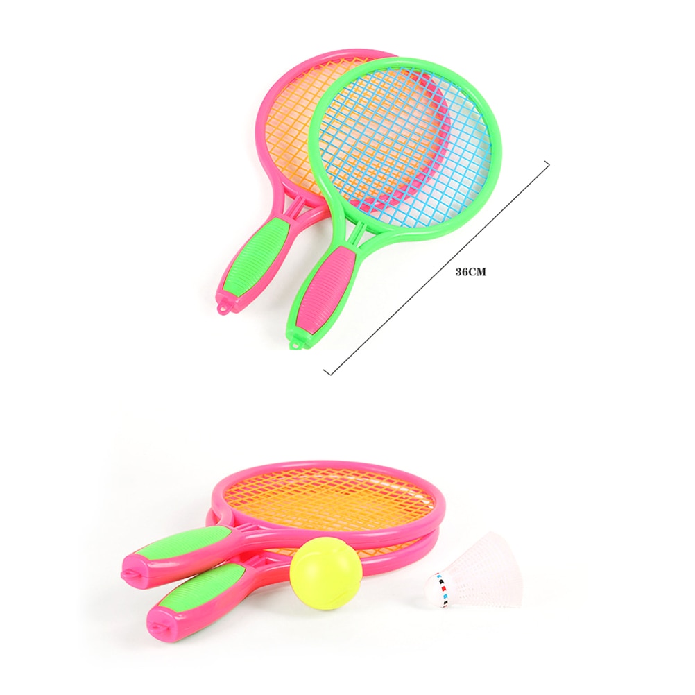 1 paar freundlicher Tennis Schläger freundlicher Kunststoff Badminton Schläger Spiel Requisiten für Kindergarten Grundschule (Größe M Rosa)