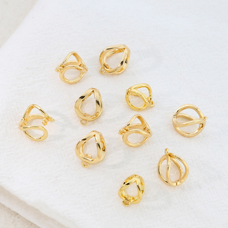 3 uds latón chapado en oro de 18K perla potenciador cierre colgante conector de fianza para Diy pulsera collar accesorios de fabricación de joyería