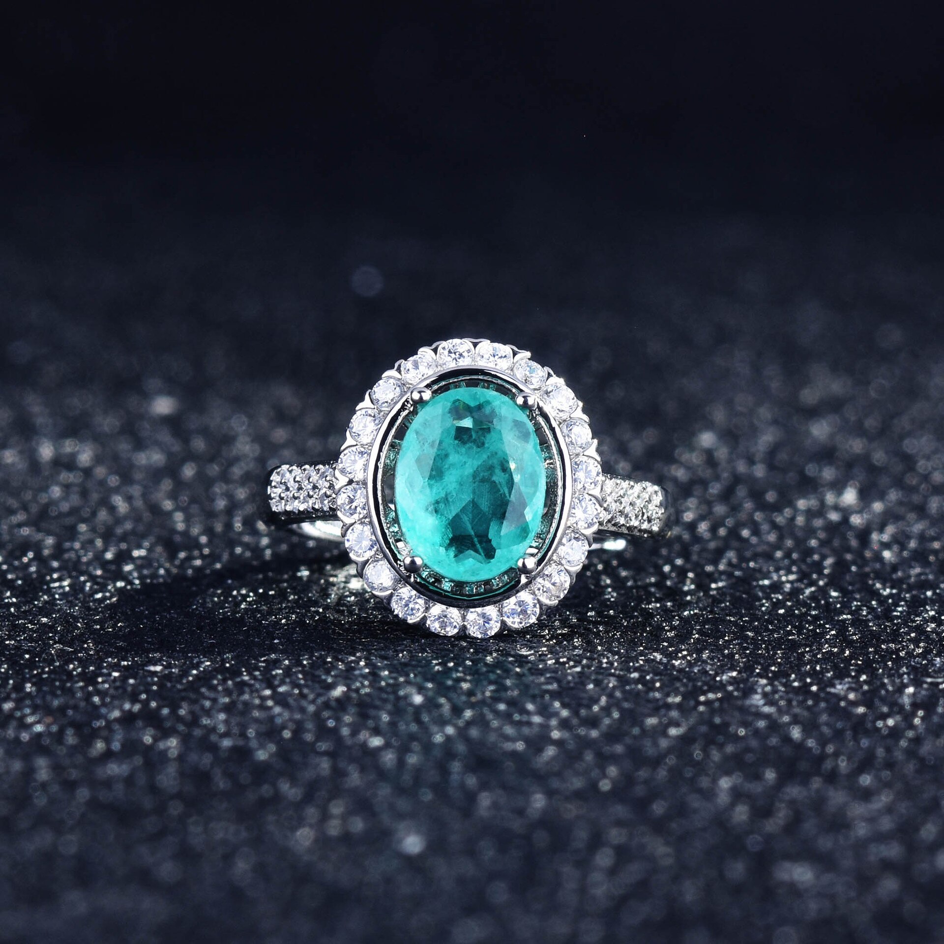 empfindlich Ei bilden Brasilien Paraiba Turmalin Silber Farbe Ring Ohrringe Halskette Ketten Schmuck-einstellen für Frauen