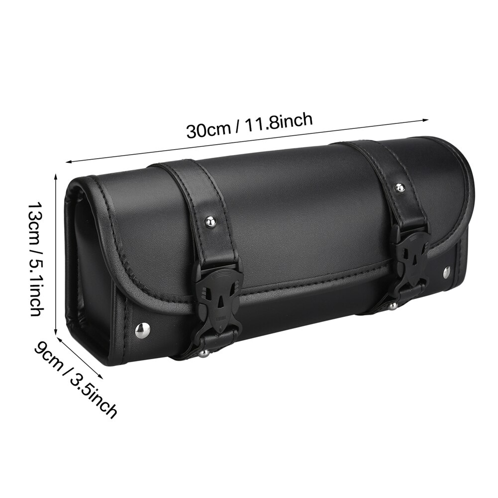 Universal Motorcycle Tank Bag Motorbike Tool Roll Saddle Bag PU Leather Motor Tail Bag with 2 Mounting Straps: B
