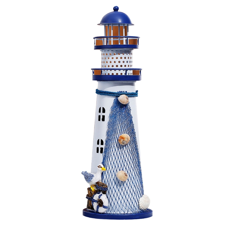 J2FA Retro lighthouse candlestick Mediterranean Candle Holders Style Wrought Iron nostalgic Bar Home decoration