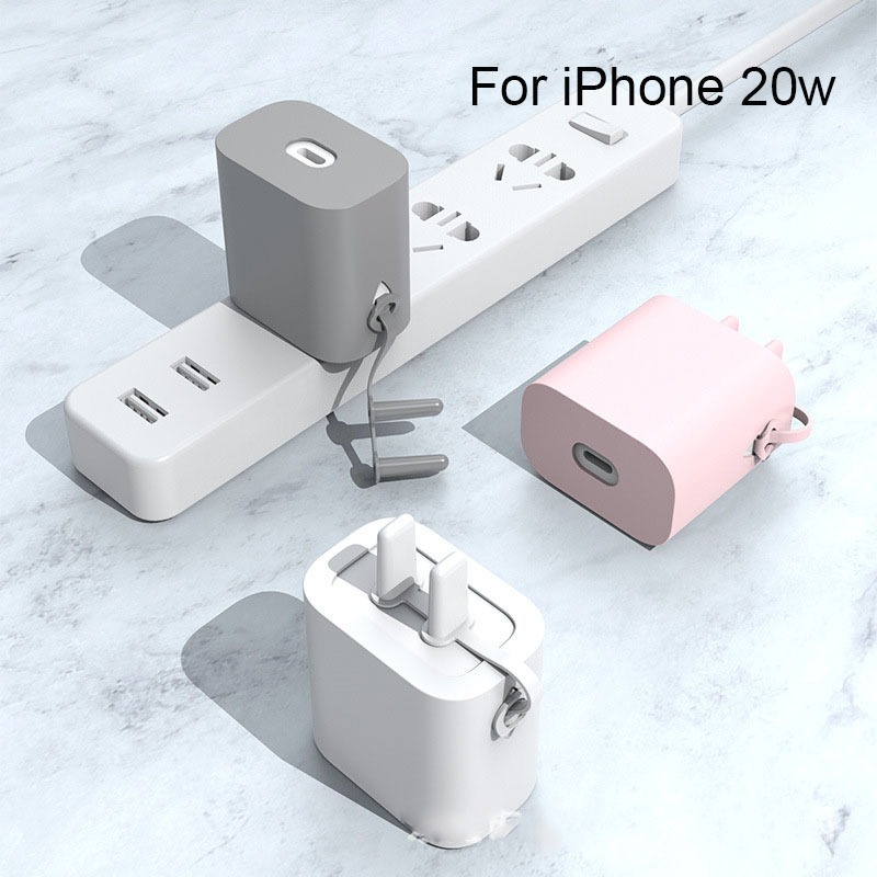 Protector de cabeza de cargador para iPhone, funda de silicona para Cable de datos USB, protección de línea de enchufe de carga de 18W, 20w