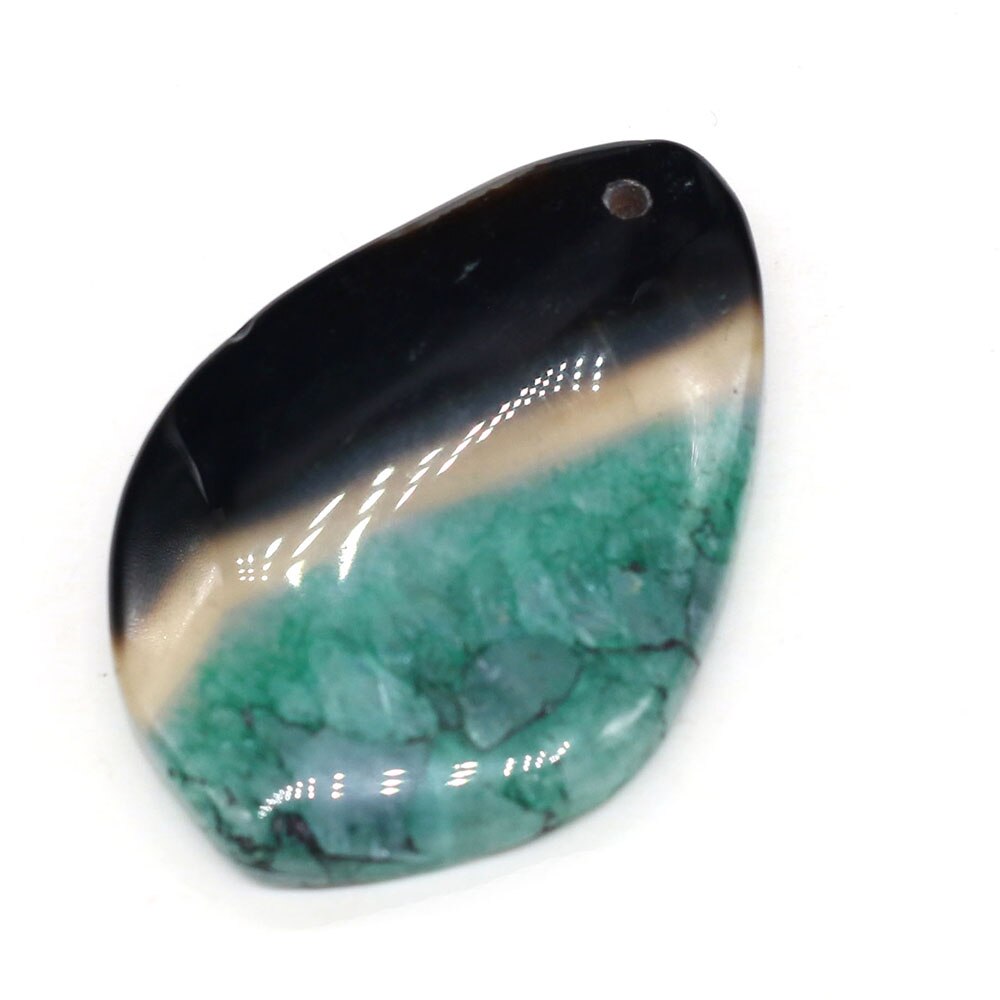 Natural Two-tone Agates Pendants Charms Stone Rhombus Shape Pendants DIY for Necklace or Jewelry Making Size 30x45mm: Green Black