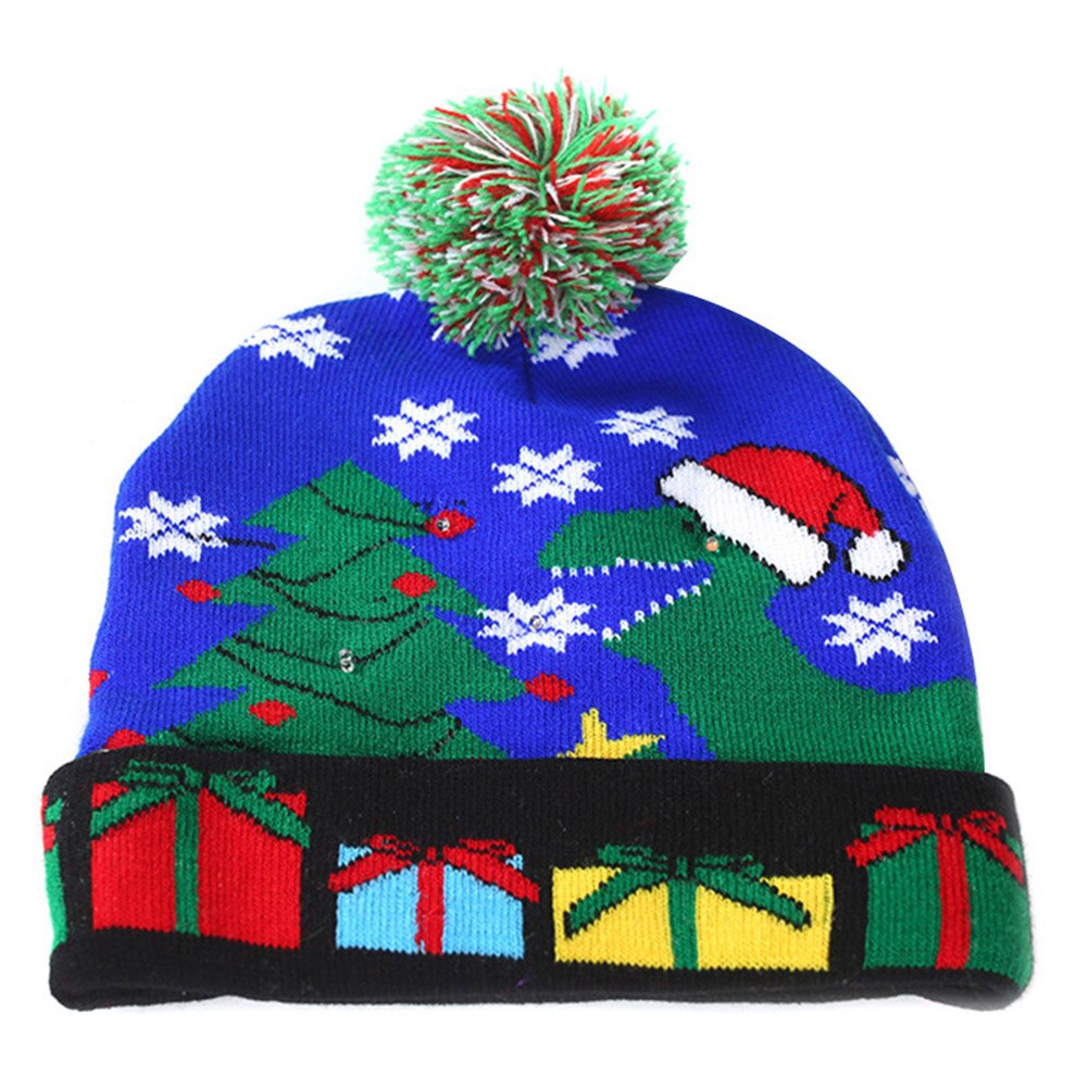 Nyligt jul kvinder strikket hat vinteropvarmning beanie hatte kasket med kugle til piger damer udendørs: E