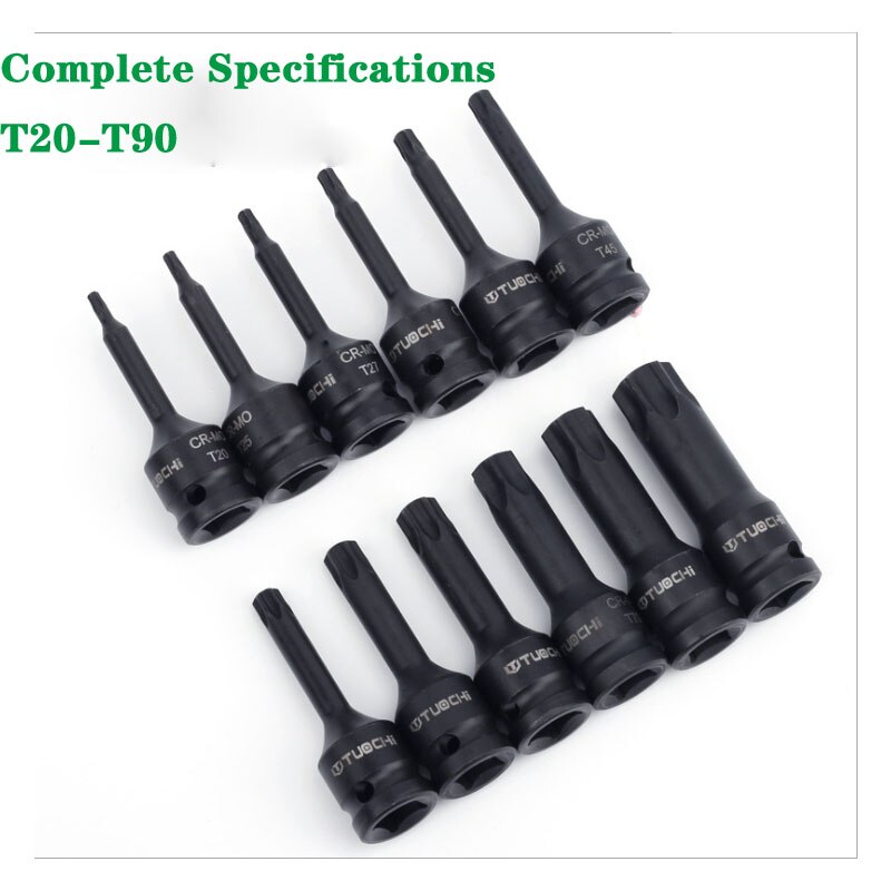 1/2 " torx ster bits dop cr-mo slagschroevendraaier bit  t20-90 torx schroevendraaier bits voor pneumatische elektrische sleutels handgereedschap sets