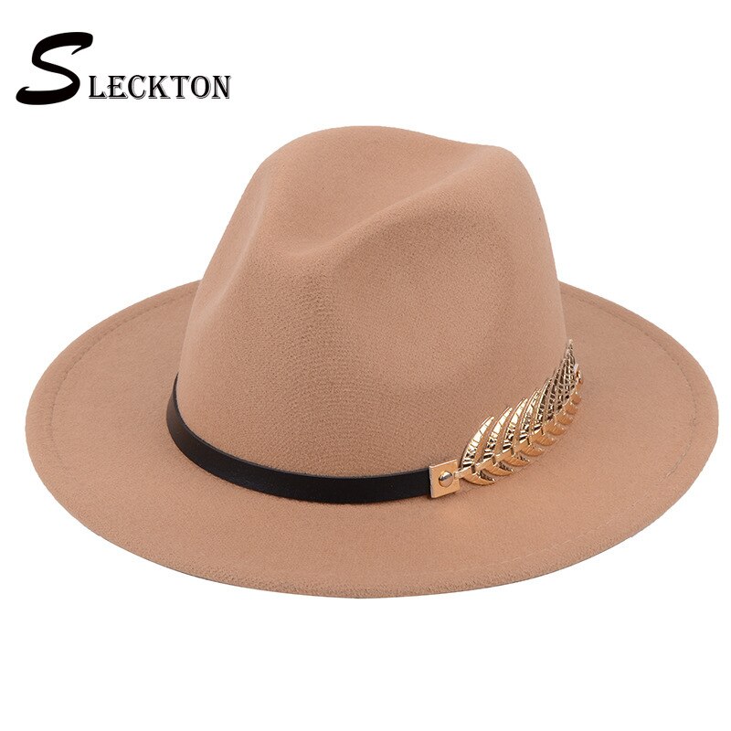 SLECKTON Fedoras Hats for Women Casual Girl Panama Jazz Cap Ladies Woolen Top Hat Men Bowler Hats Unisex Gorras S1078