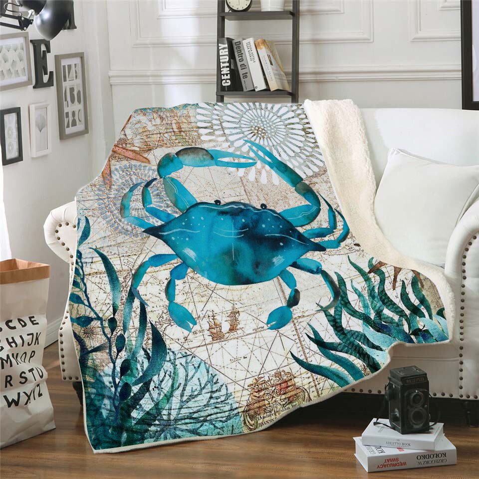 Onglyp marine dyr kasteteppe tykt sherpa fleece koselig sengeteppe til sofa sofa lur varme store boligtepper: Type 5 / 130 x 150cm