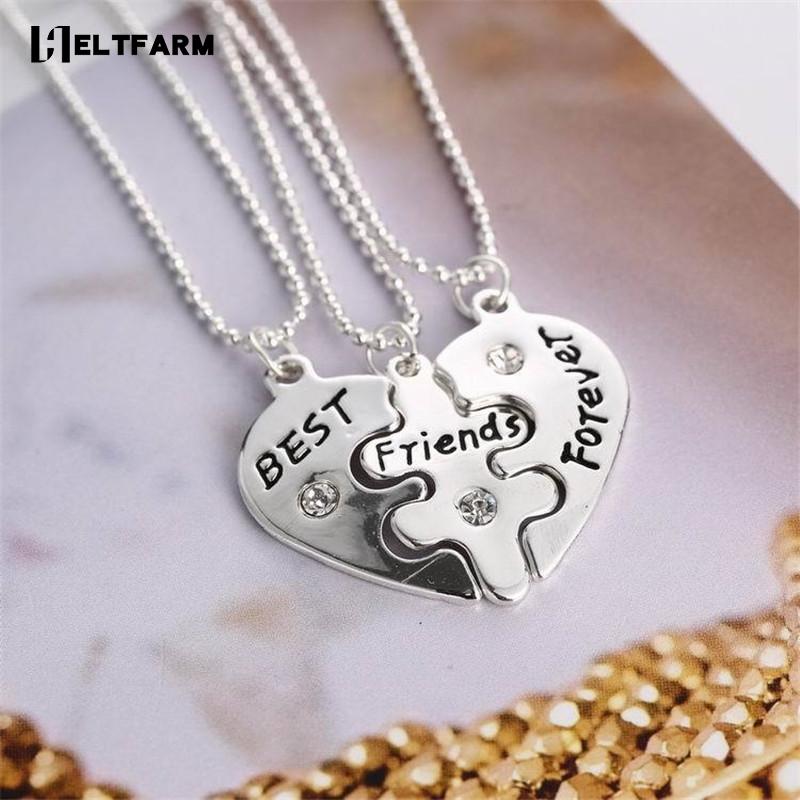 3 pcs Best Friends Forever Kettingen Colar Vriendschap Hart Charm Hanger Lovers &#39;Collier Bff Statement Ketting