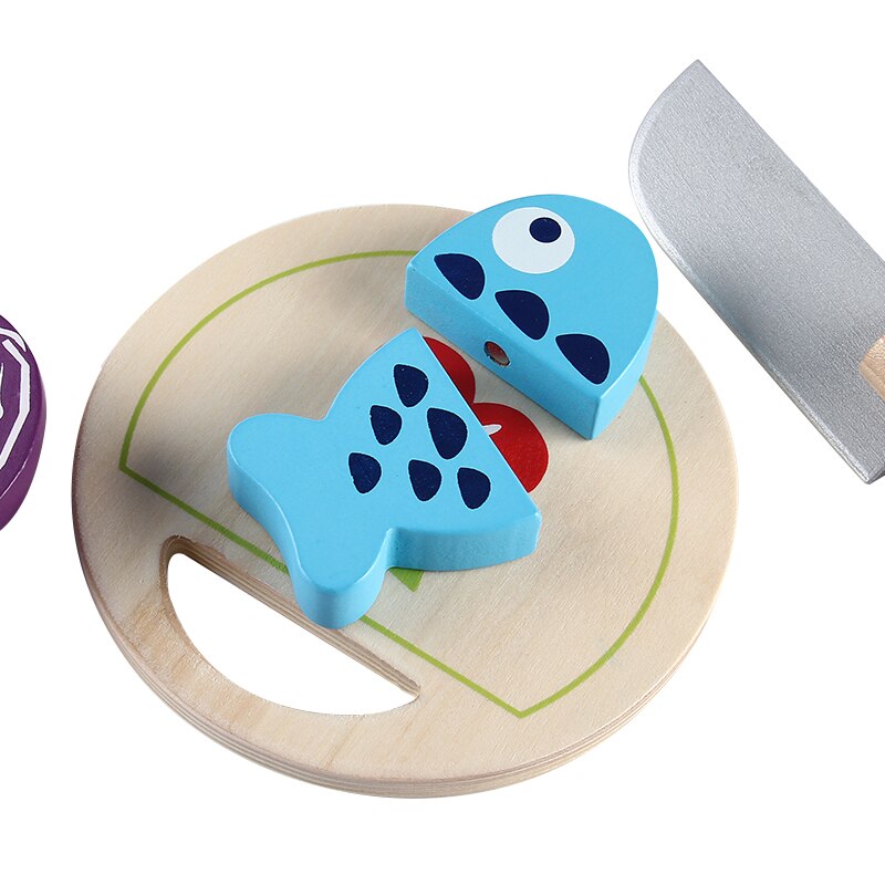 Simulazione del bambino bambola Combinazione Pentole Verdura/Pesce Piatto Caldo Giocattoli di Legno Gioca Cucina Cibo Taglio Prentend Gioca Cibo Compleanno Seme regalo