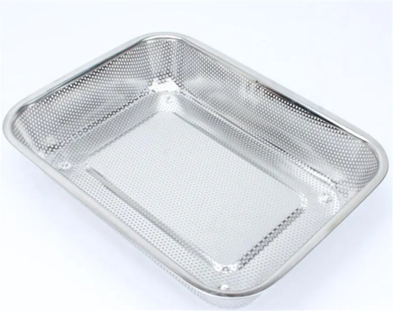 Plateau en acier inoxydable 304, plaque de fuite avec trou, passoire à mailles, lavage des légumes, séchage du bassin, trou de filtre, couvercle de bassin