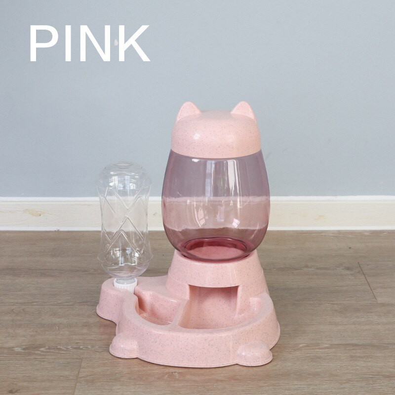 2.2l automatische voerbakken voor honden en katten, voerbak voor katten met drinkfontein, voerbak voor kittens, voerbak voor langzaam eten, huisdierbenodigdheden: Roze