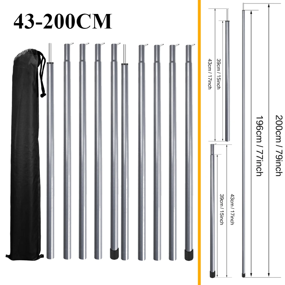 Zestaw 2 masztów namiotowych robić plandeki Regulowane maszty kempingowe Składany maszt namiotowy robić wędrówek z plecakiem Markiza Namiot Schronienie: zielony