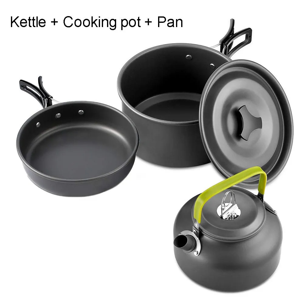 Camping Kookset Outdoor Aluminium Lichtgewicht Uitrusting Camping Kookgerei Kit Voor Reizende Trekkingwandelbenodigdheden: Sky Blue