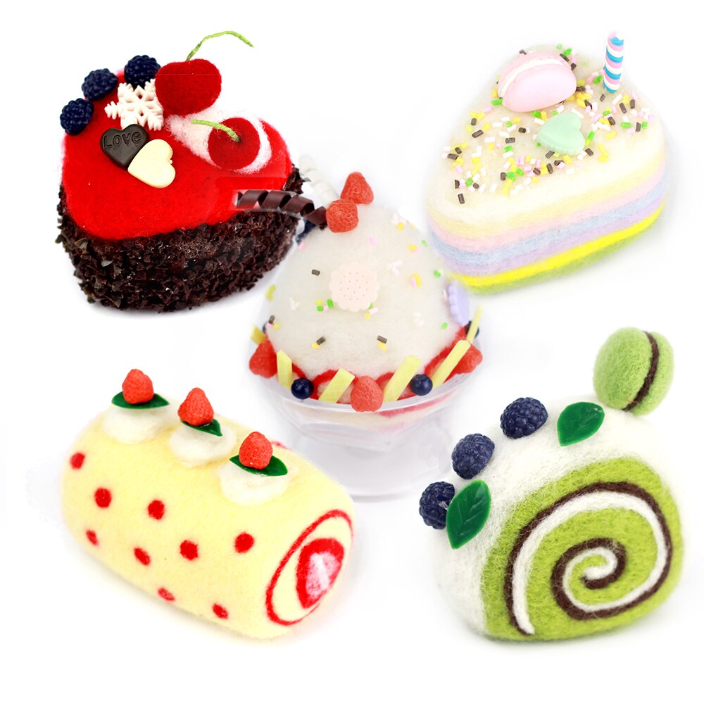 Easyhandmade Sweet Cake Wool Felt DIY Package Poke DIY Material Package DIY Craft Kits for Adults