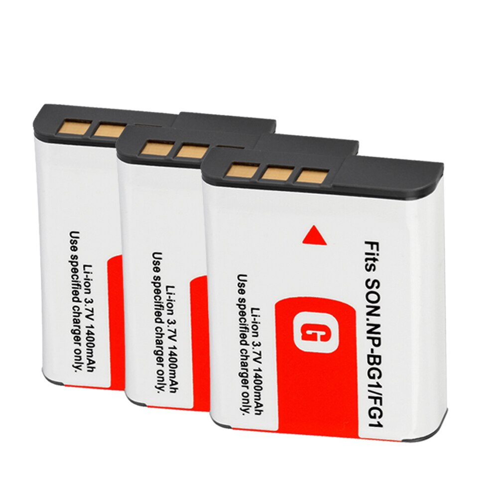 NP BG1 FG1 Battery for Sony Cyber-Shot DSC-W100 DSC-WX1 H3 H7 H9 H10 H20 H50 H55 DSC-T100 T20 NPBG1 NPFG1 1400mah Batterie: 3Battery