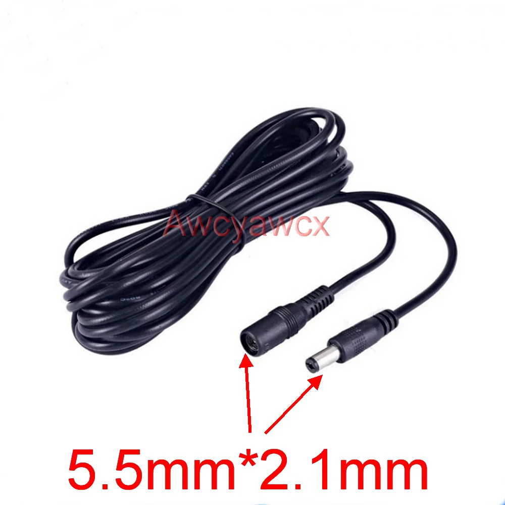 12V DC Power Supply Cable Extension Cord Female to Male Plug 5.5mm 2.1mm Adapter charger CCTV LED Light solar energy fan 5M 1M