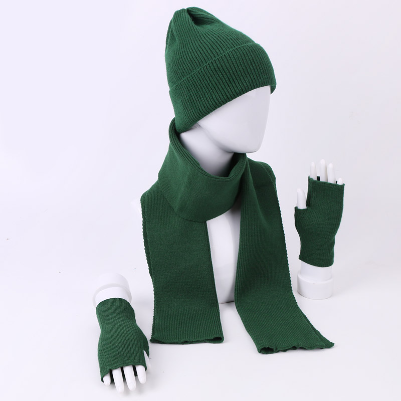 Kvinner vinter kanin hairr hansker skjerf lue tredelt sett kvinnelig strikk utendørs varm hatt caps skullies beanies sett: G