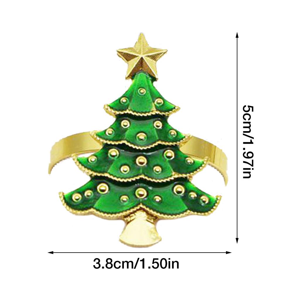 6 Stuks Prachtige Kerstboom Servetring Decoratieve Servet Houder Gesp Retro Rhinestone Craft Voor Kerst Bureau Decoratie