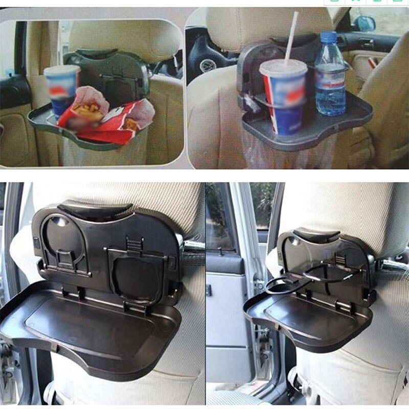 Mesa plegable para asiento trasero de coche, estante de plástico para bebidas y comida, soporte para vasos, bandeja, escritorio S55