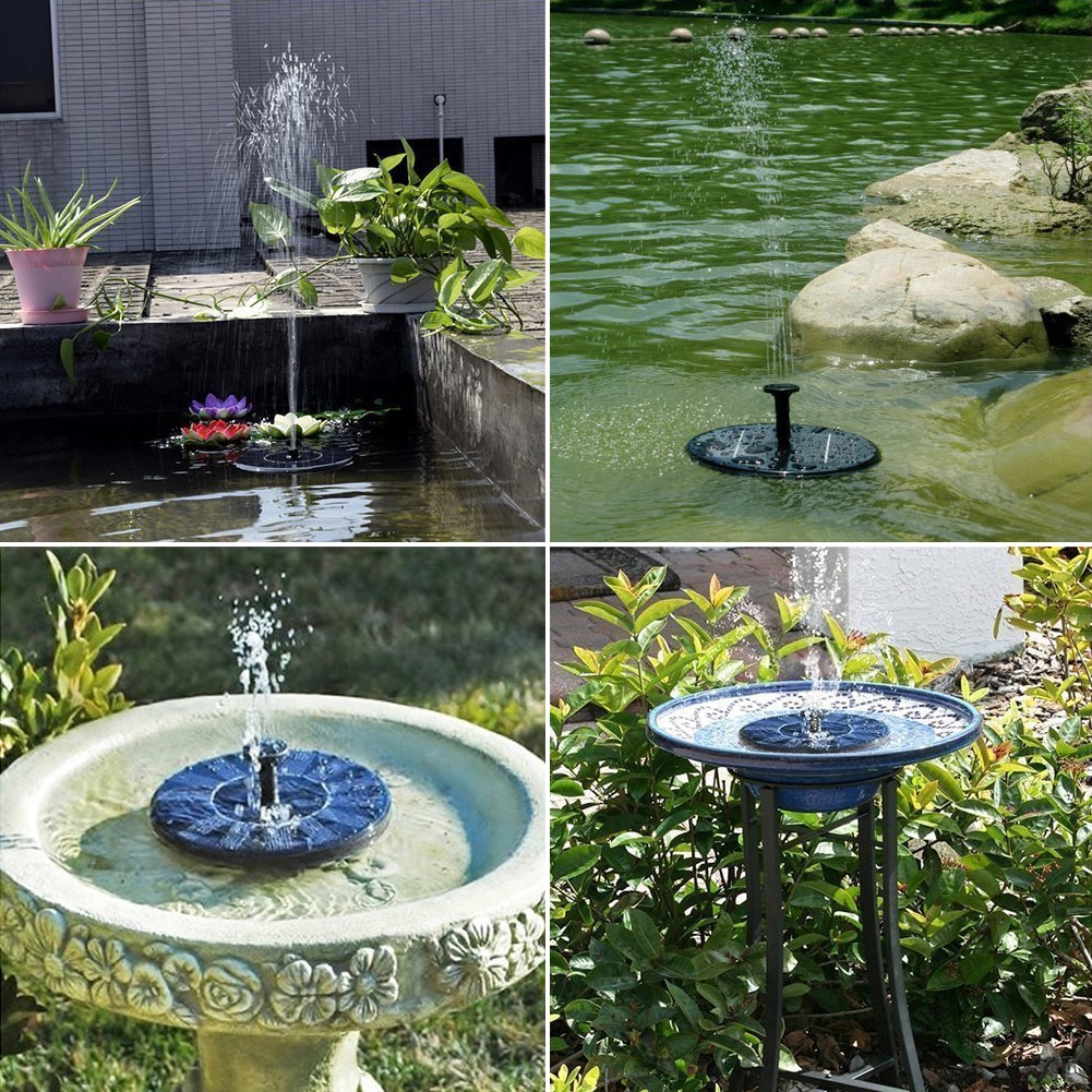 Outdoor Mini Solar Fountain Bird Bath Fish Pond Outdoor Solar Panel Floating Fountain Garden Birdbath Fountain Large Pools